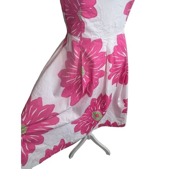 Lilly Pulitzer Strapless White & Pink Floral Fit and Flare Dress, Size 8 - Picture 2 of 6